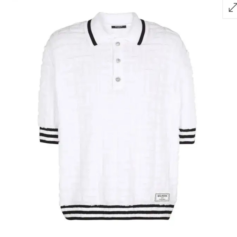 Balmain Jacquard Monogram Polo Shirt